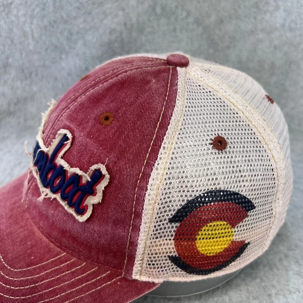 Steamboat Men Red Legacy Trucker Hat Colorado Flag Snapback OSFM